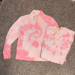 J. Crew Pink Tie-Dyed Sweatshirt & Joggers Sz Small